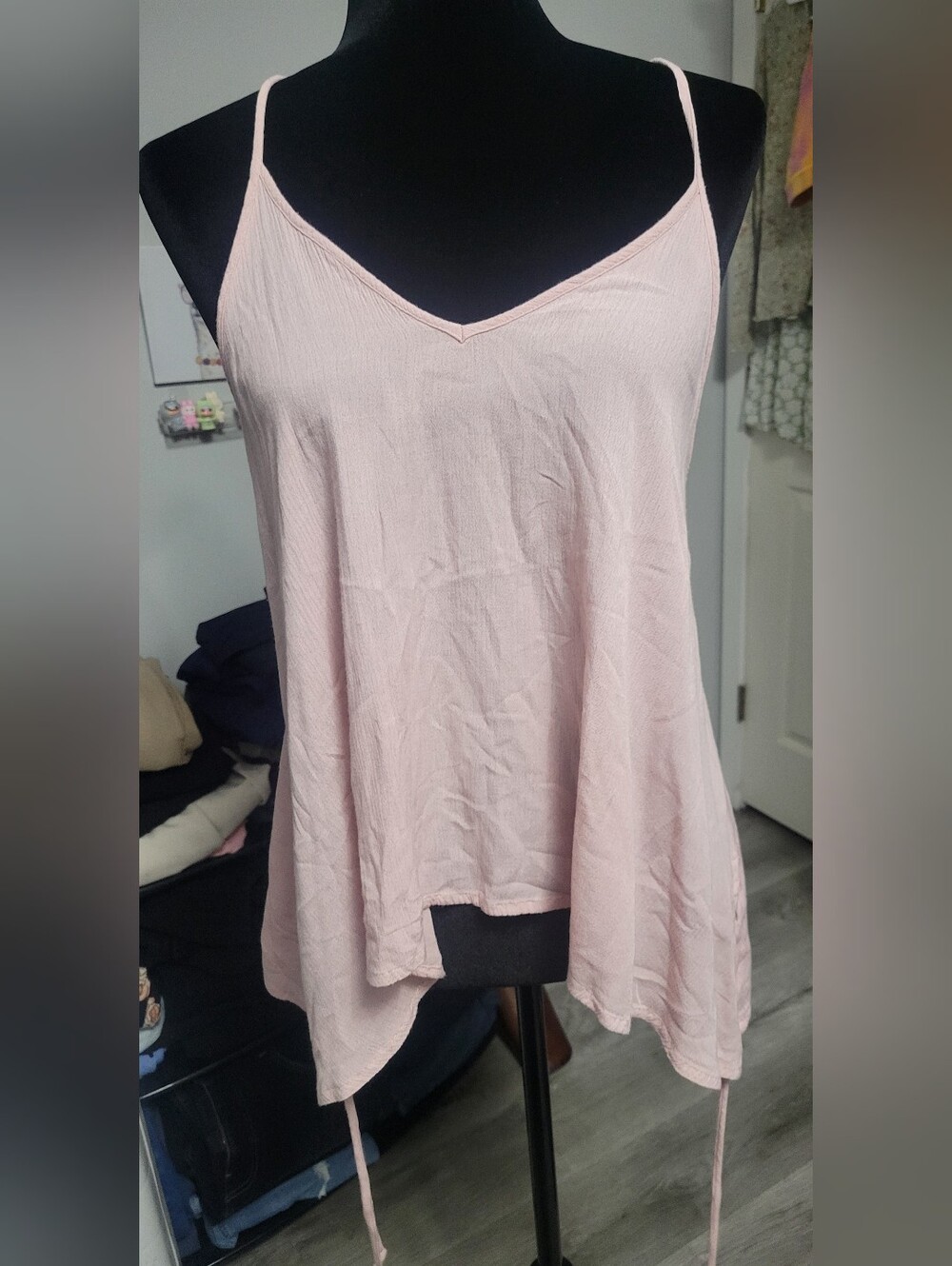 Free People Harlow XL Crinkle Gauze Hanky Hem Tank Top Blush Pink